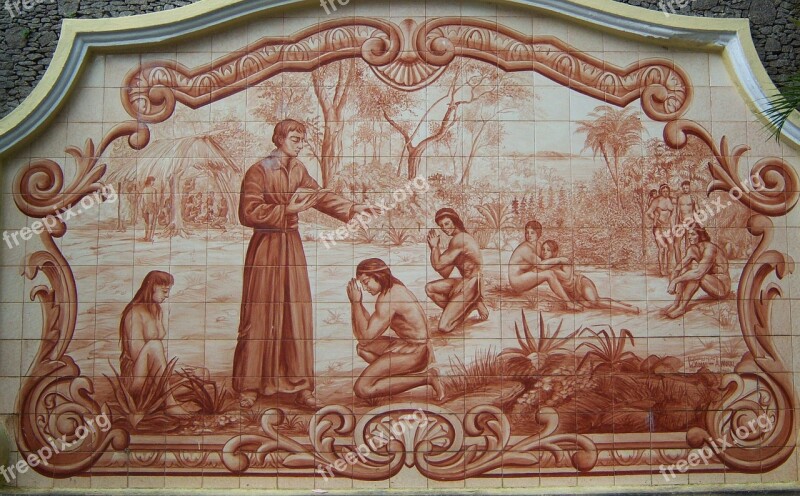 Padre Anchieta Indians Catechesis Decorated Tiles Sao Vicente