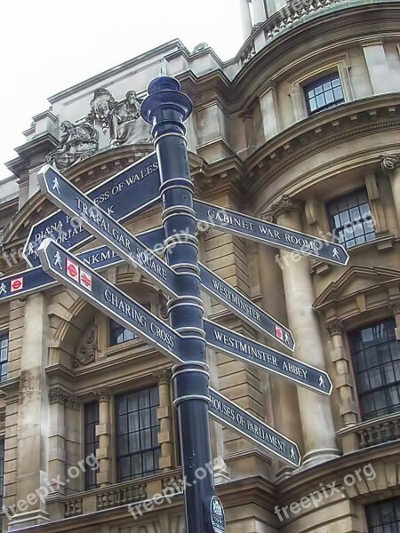 Direction Indicator Signpost London Building Free Photos