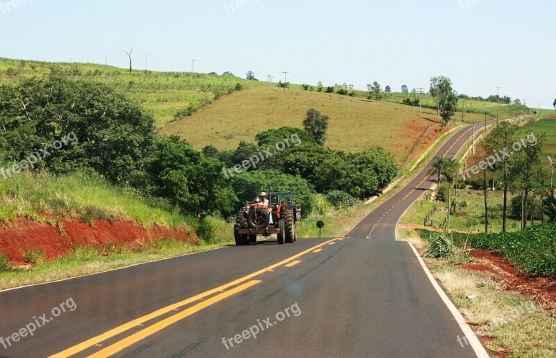 Tractor The Service Road São Paulo Agriculture Farmer