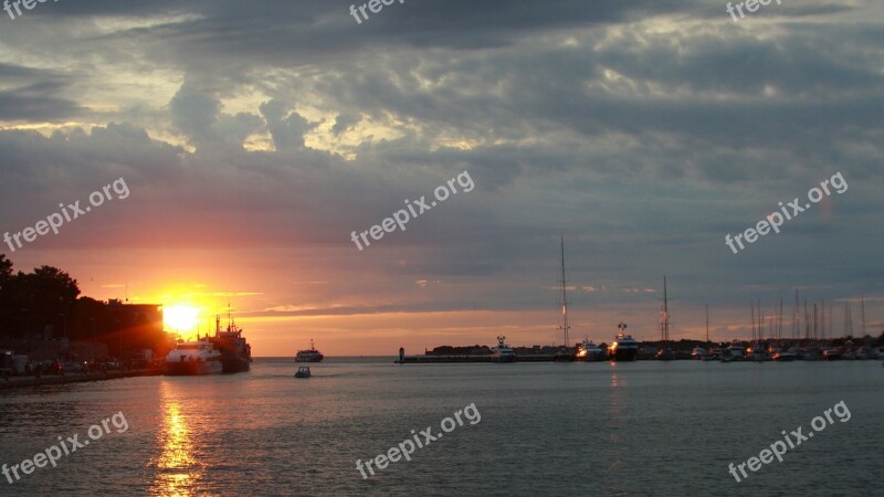 Sunset Sea Sailing Beautiful Romantic