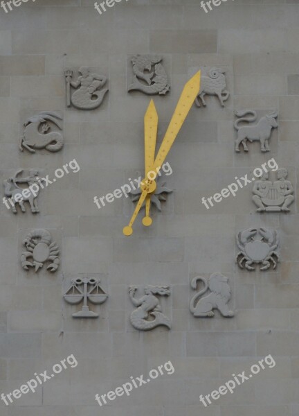 Timepiece Clock Zodiac Signs Pointers Hours