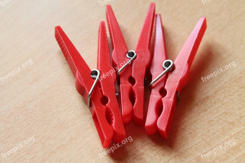 Clothespins Red Clamp Plastic Free Photos