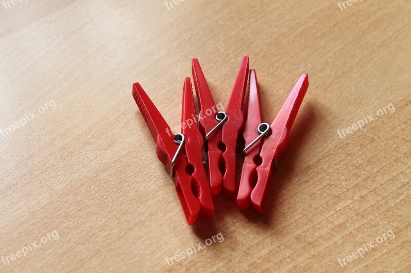 Clothespins Red Clamp Plastic Free Photos