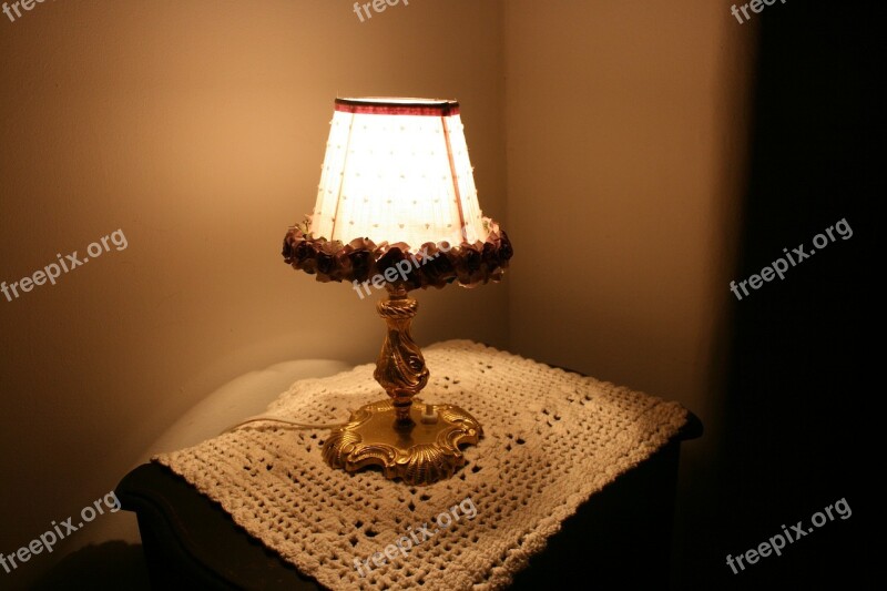 Lamp Nightstand Crochet Towel Free Photos