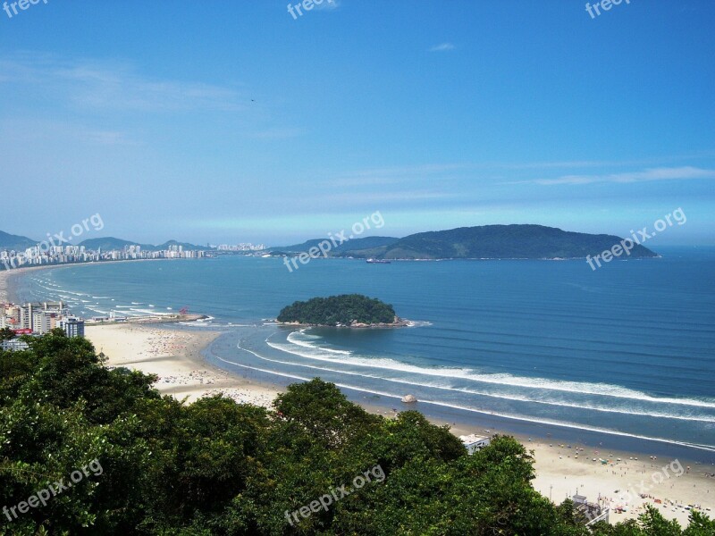 Mar Blue Sky Sao Vicente Litoral Free Photos