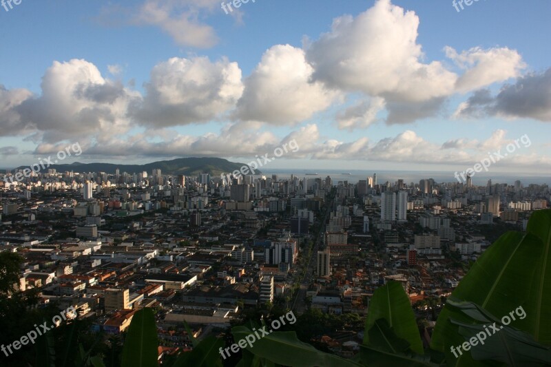 Buildings Clouds City Afternoon Santos