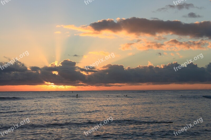 Sunset Kauai Hawaii Beach Ocean