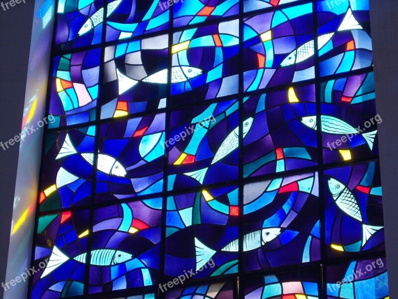 Stained Glass Stained Glass Windows Fish Symbol Of Christianity Cathedral