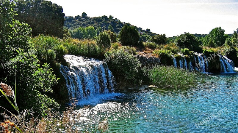 Lagoons Of Ruidera Water Waterfall River Laguna