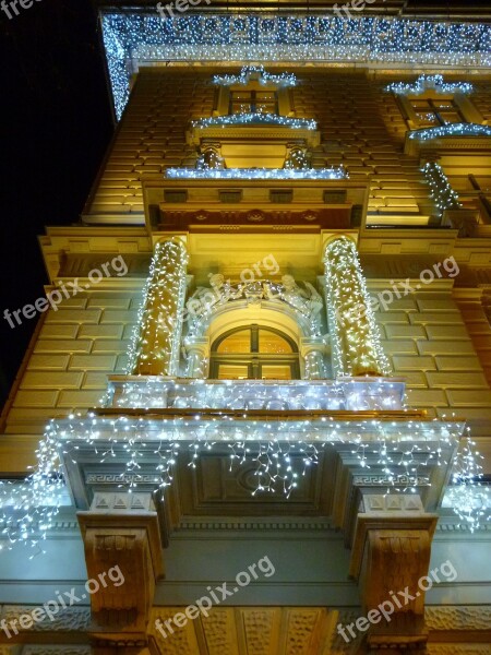 Light Facade Building Christmas Balcony