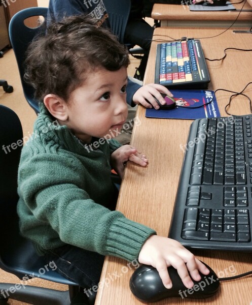 Little Boy Little Techie Boy With Computer Tech Computers