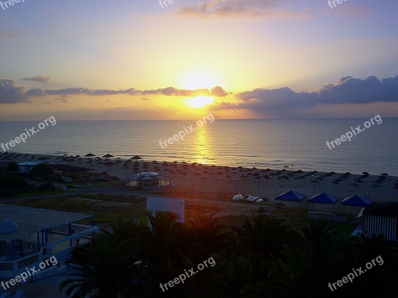 Sunset Sea Mediterranean Sea Hammamet Tunisia