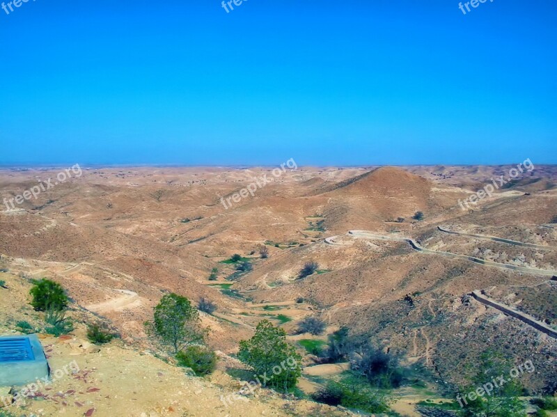 The Hills Desert Sky Blue Tunisia