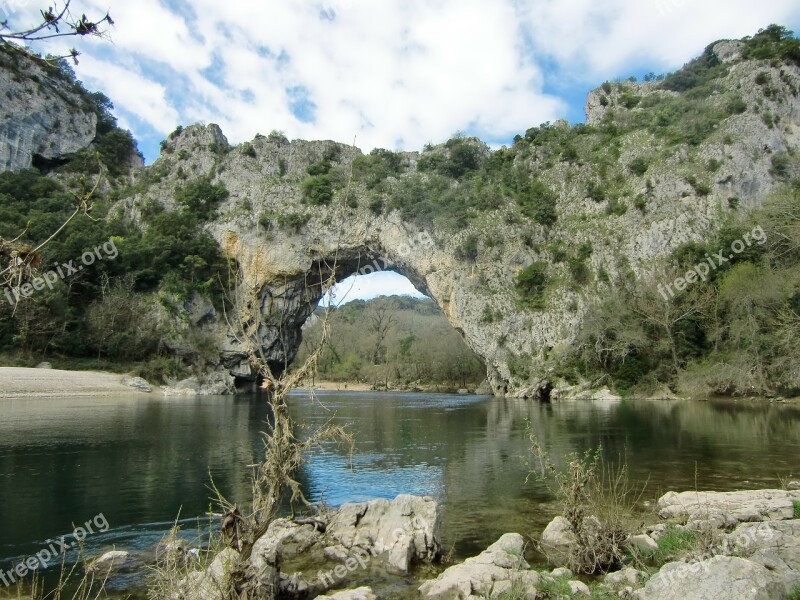 Natural Bridge Bridge France River Water