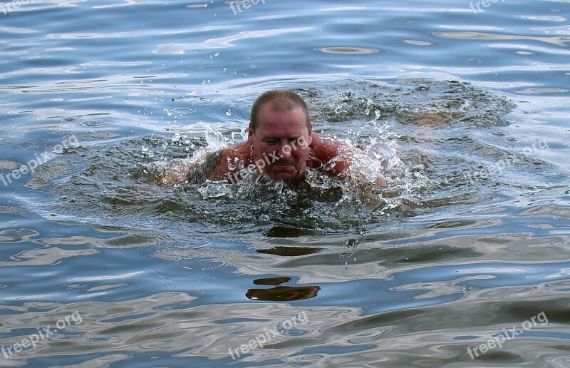 Swimmer Floats River Summer Sun