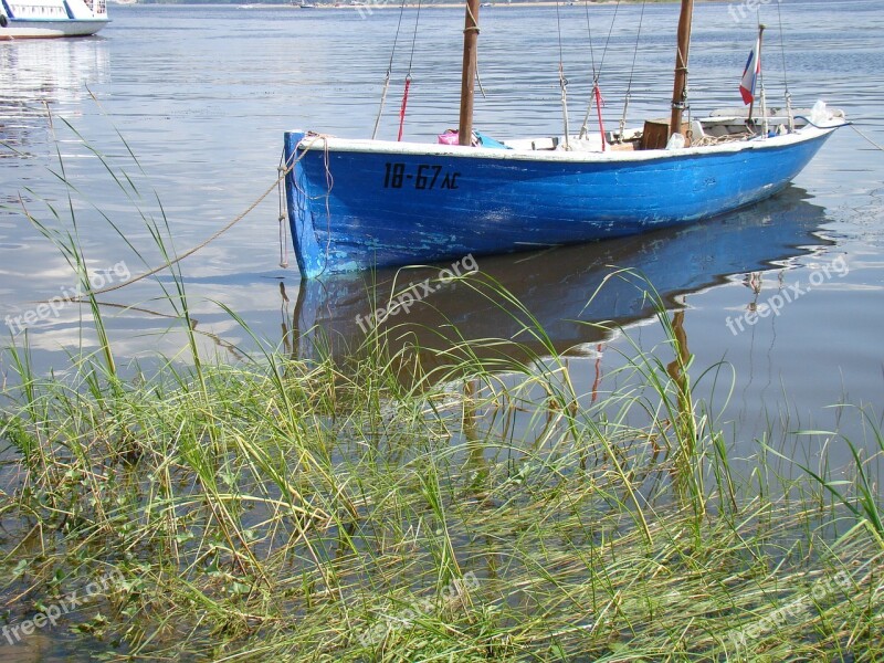 Boat Beach Grass River Summer