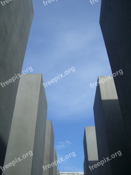 Out Gray Steles Sky Blue Berlin