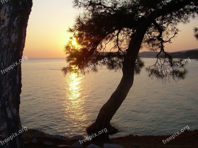 Greece Thassos Sunset Free Photos