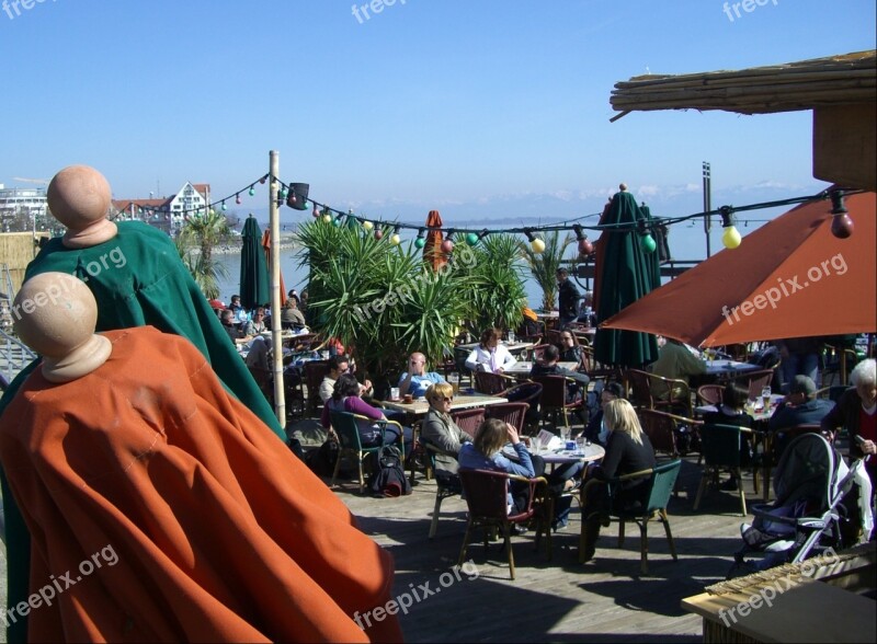 Spring Sunshine Friedrichshafen Lake Constance Beer Garden Parasol