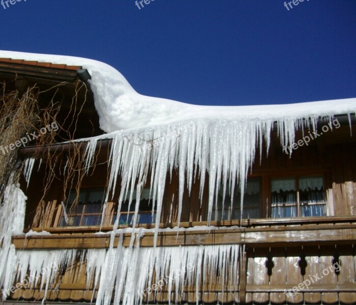 Icicle Woodhouse Winter Snow Ice