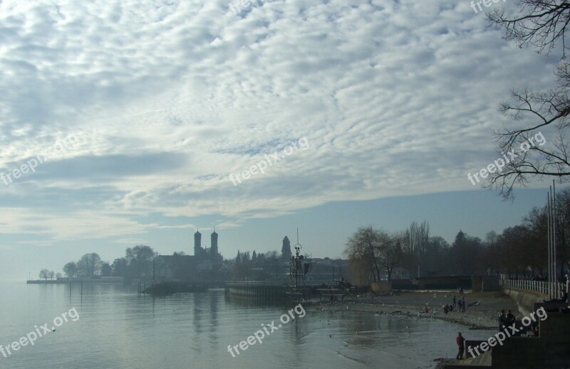 Lake Constance Friedrichshafen Castle Hazy Clouds