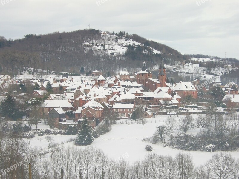 France Winter Village Snow Landscape