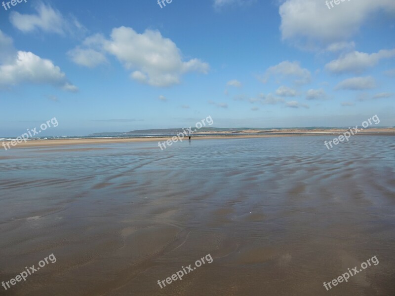 Devon Sand Sea Horizon Tide