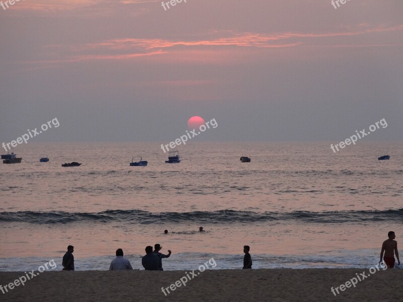 Sunset Skyline Sea Sky Water