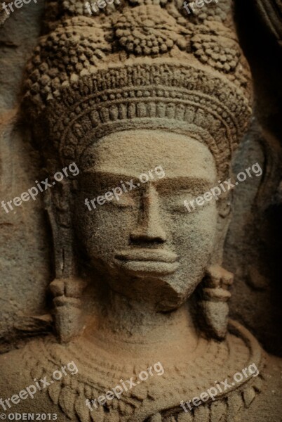 Face Mask Statue Wall Stone