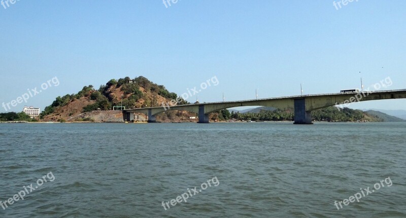 Kali River Bridge Estuary Hill Karwar