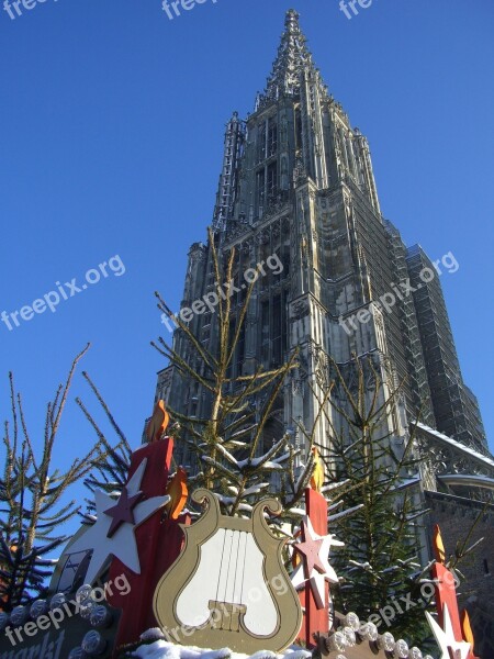 Ulm Cathedral Gothic Highest Church Tower Sky Blue