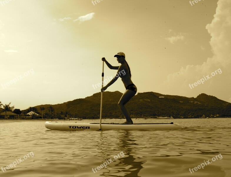 St Barts Sunset Sup Girl Rowing