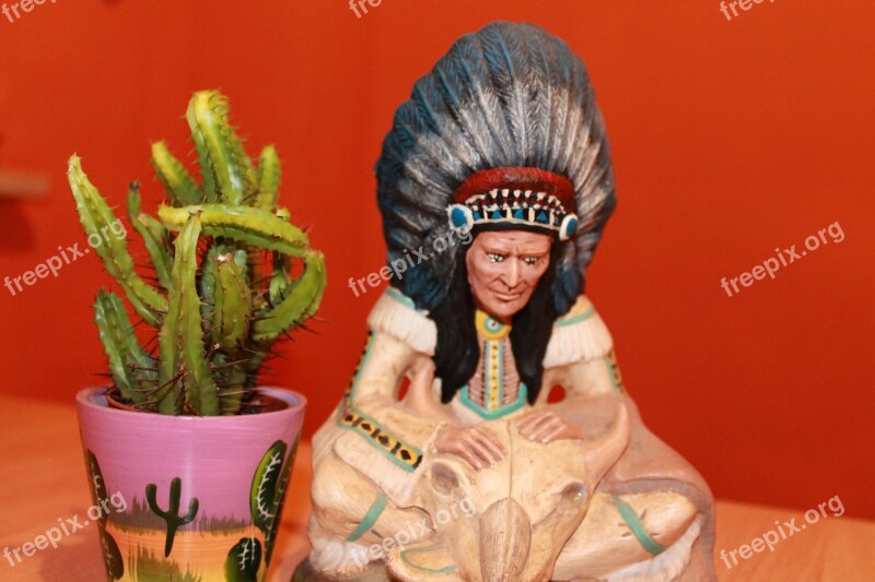 Cactus Indians Chief Figure Free Photos