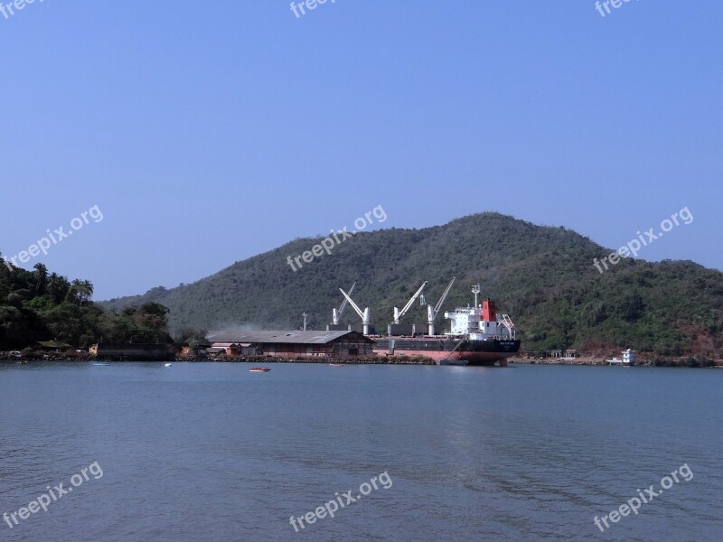 Port Ship Arabian Sea Karwar Western Ghats