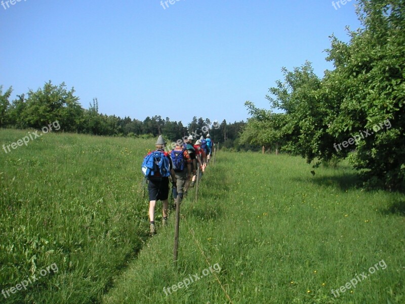 Single File Wanderer Meadow Path Fresh Fromm