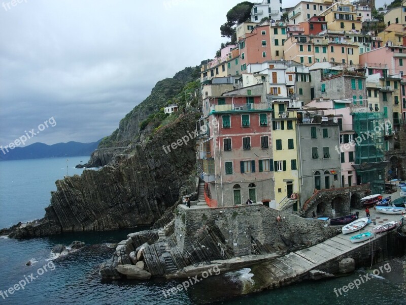 Cinque Terre Village On The Rocky Coast Houses On Hillside Free Photos