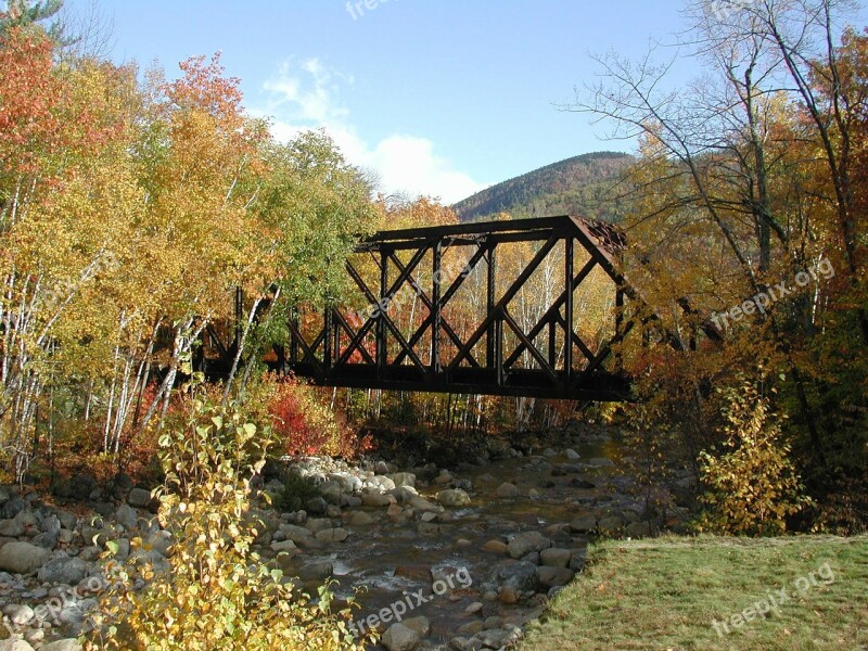 New Hampshire Railway Railway Bridge Bridge Rocky Stream