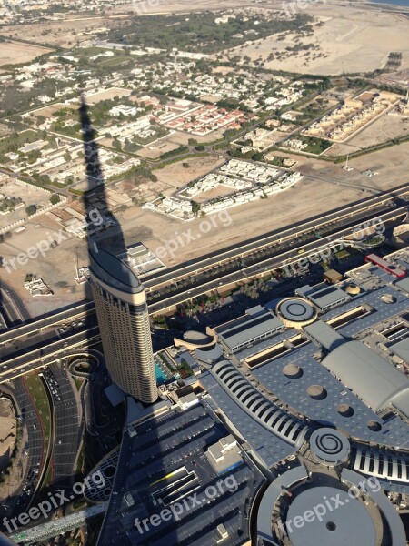 Dubai Burj Kalifa City Shadow Desert