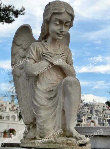 Statue Angel Cemetery Greece Free Photos