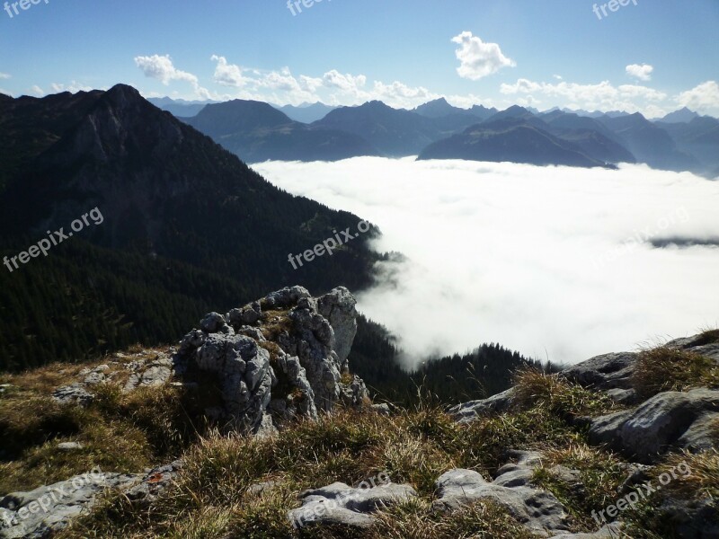 Low Fogging Mountains Outlook Sky Distant