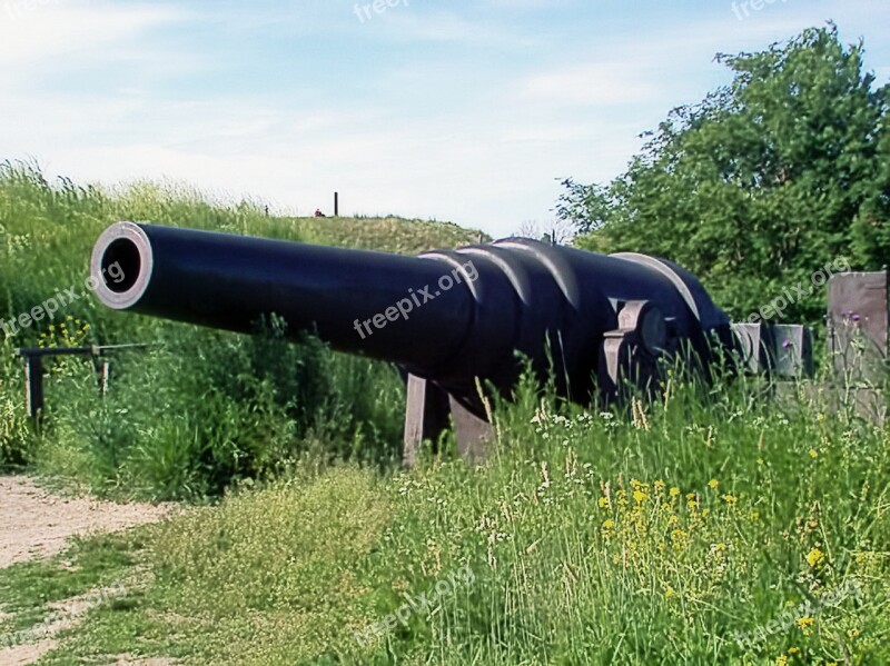 Old Coastal Cannon Cannon Sunny Sky