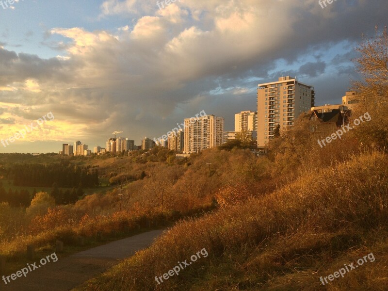 Skyline Sunset River Valley Clouds