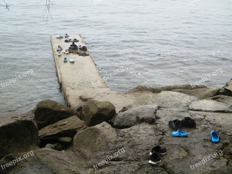 Shoes Lonely Romanshorn Canoeists Bank