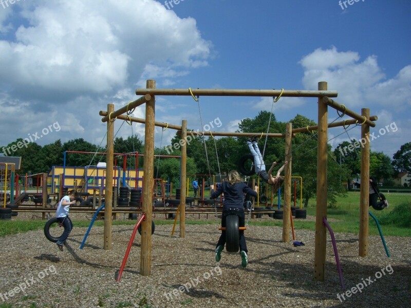 Children's Playground Langenau Fun Arena Tire Swing Sky Blue