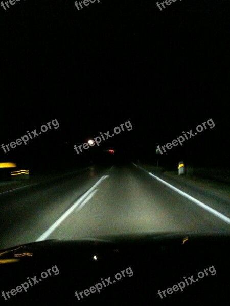 Night Drive Highway Darkness Free Photos