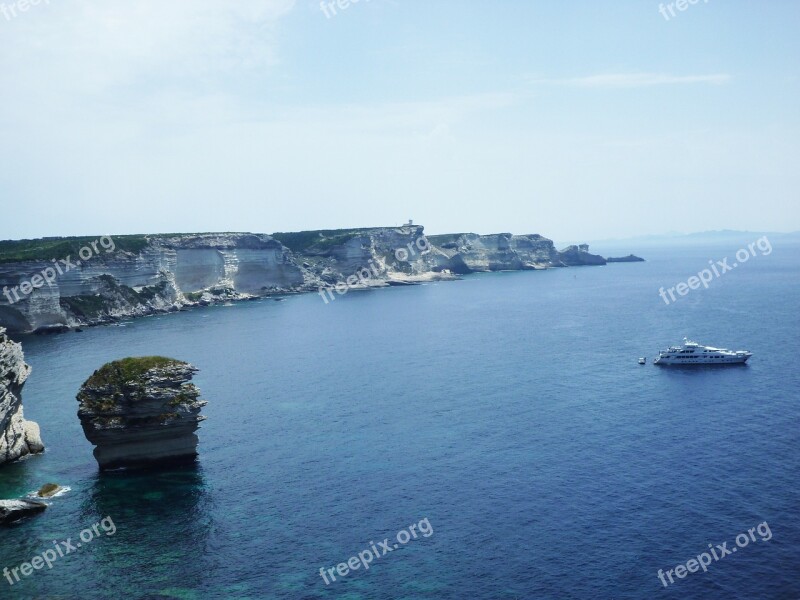 Corsica Cliff White Cliffs France Sea