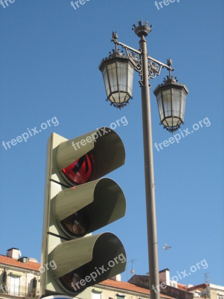 Lisbon Antique Lamp Semaphore Free Photos