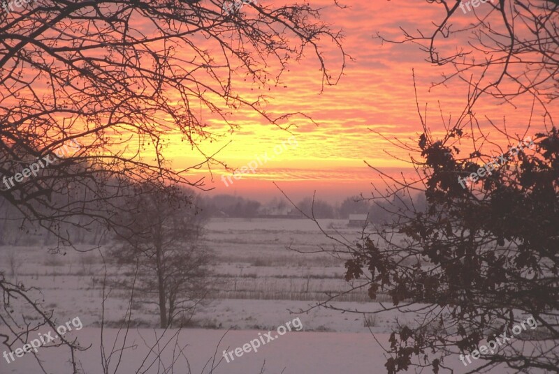 Sunset Winter Sun Winter Mood Sky Romance