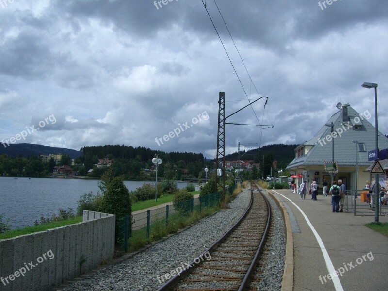 Schluchsee Platform Railway Station Rails Railroad Track