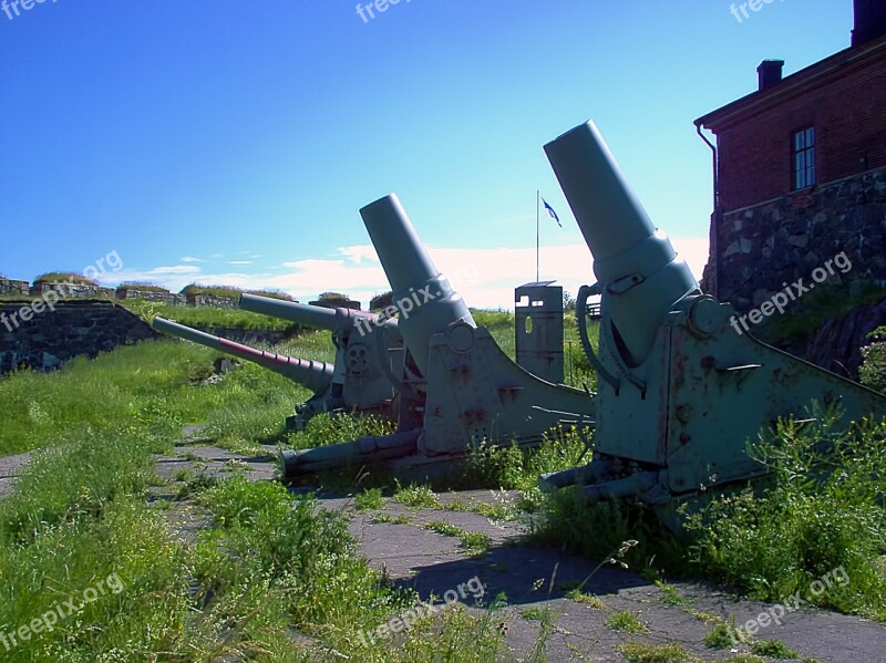 Old Coastal Guns Guns Summer Sunshine Suomenlinna